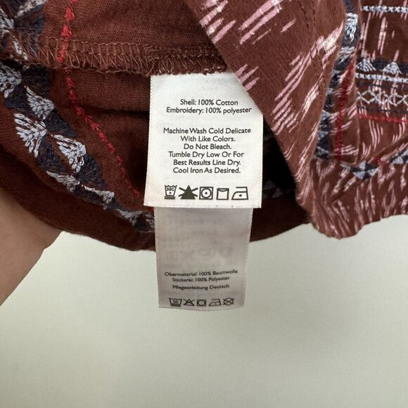 Eddie Bauer Outdoor Brown Orange Maxi Skirt Embroidered Aztec Print Size XS - Picture 5 of 7